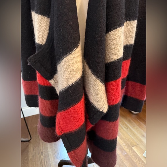 rag & bone Black, Red, and Cream Wool Mohair Cardiagan Soze Large Cardigan - Picture 2 of 6